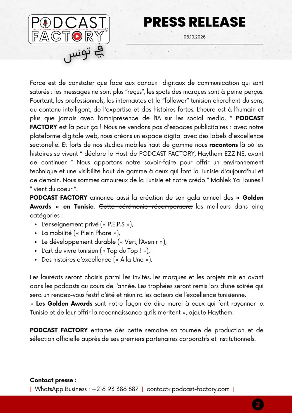 Podcast Factory crée son gala annuel des « Golden Awards »
